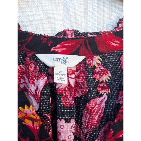 Terra & Sky Women's Plus Size Printed Peasant Midi Dress 2X(18W-20W) - Picture 9 of 9